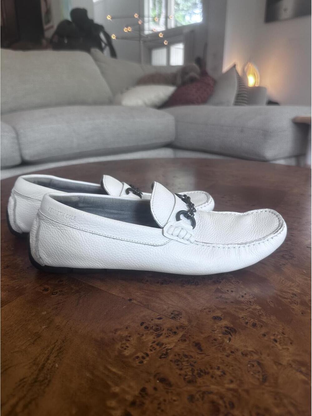 Kenneth Cole White Leather Driving Loafers